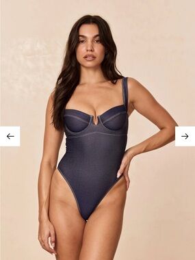 MONDAY SWIMWEAR denim look one piece bathing suit
